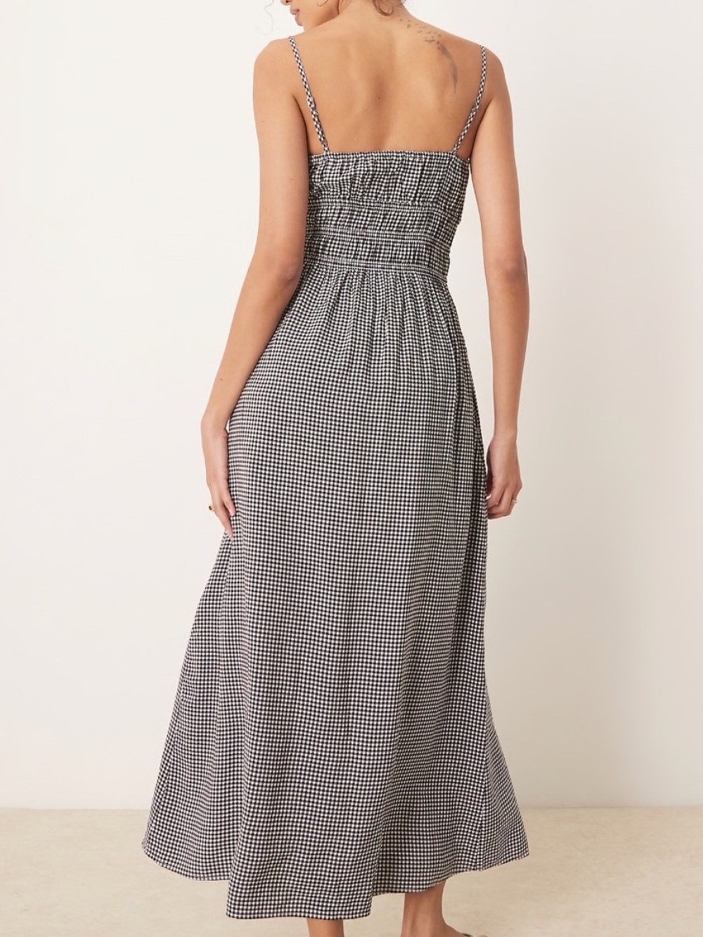 Abercrombie & Fitch Gingham Smocked Tie-Front Midi Dress - Picture 2 of 2